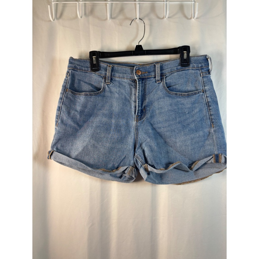 Old Navy Womens Medium Wash Cuffed Denim Shorts Size 10 Blue Stretch Jean Shorts